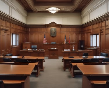 a courtroom scene with a courtroom scene in the background