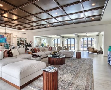 Spacious and elegant living room of a luxury villa in Cabo