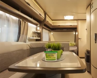 caravan with a deodorizer tub