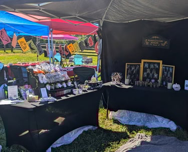 a craft show market stall for Manifestation Makers at Bazaar Esoteric