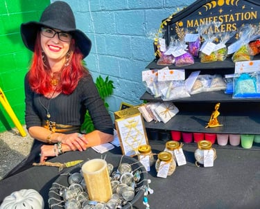 Witchy woman selling her wares