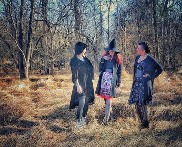 Group of witchy women in the forest