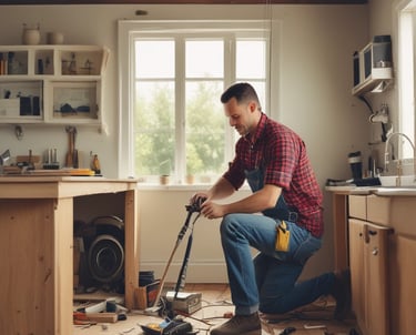 A professional installing a television on a wall.