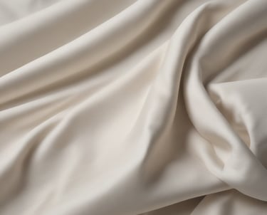Close-up of high-quality textile fabrics neatly arranged in a showroom.