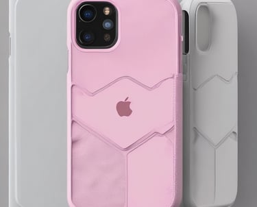 A bustling market stall is filled with a wide array of mobile phone cases and accessories, displayed on shelves and racks. Several people are browsing the items, dressed warmly for the weather. The cases come in various colors and designs, adding vibrancy to the scene.