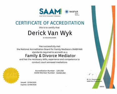 DERICK VAN WYK Certificate