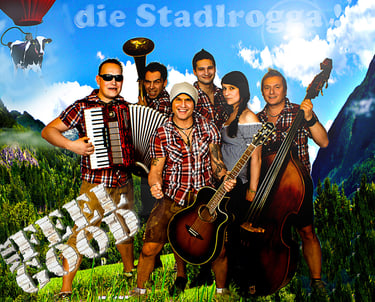 Stadlrogga aka Mr. Feelgood a group of people standing around a group of instruments