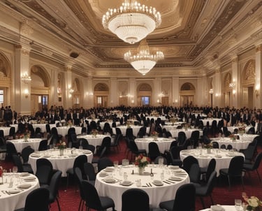 A speaker addressing an attentive audience in a stylish event space.
