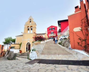 a church steeple with a steeple and a steeple