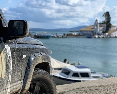 a vehicle parked on the side of a road