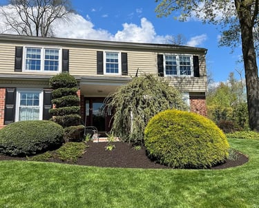 excellent landscaping and hardscaping of grass, stones and trees by NP Landscaping