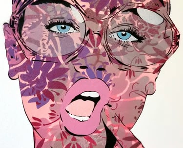 Efin art womans portrait pink