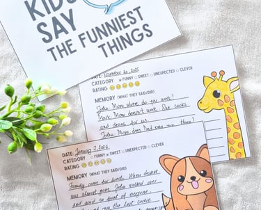 Printed cards with hand-written kid's quotes on them