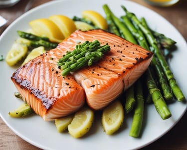 fish with onions and asparagus