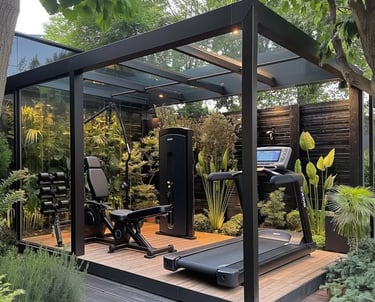 outdoor home gym in pod structure