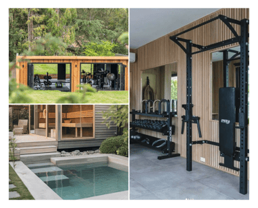 photo collage outdoor gym cabin design 