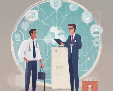 The image depicts a clean and modern hospital room featuring a hospital bed with advanced monitoring equipment attached. The room is well-lit with ceiling lights and has a large window with blinds, allowing natural light to enter. The floors are made of polished wood, and there are neutral-colored walls. Medical equipment and a computer monitor are suspended above the bed, contributing to the sterile and professional atmosphere of the room.