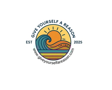 Inspirational logo for Give Yourself a Reason 2025 featuring ocean waves, sunset, and 'For Emily' 