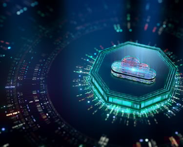 Image of Cloud surrounded by a wall representing security