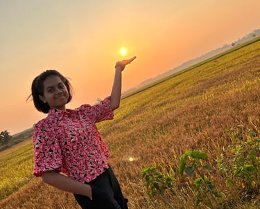 Shreyashi Tripathy, Indian pianist and composer, featured on the album cover of 'The Horizon'