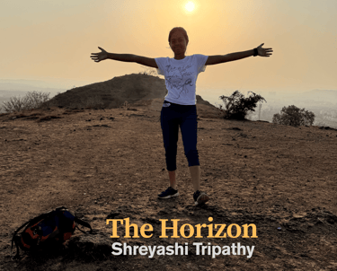 Shreyashi Tripathy, Indian pianist and composer, featured on the emotional and poetic album cover 'The Horizon'