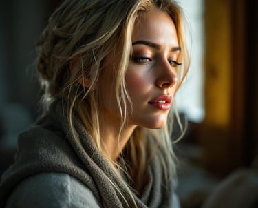 a woman with a scarf around her neck