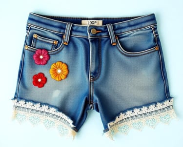 a pair of shorts with flowers on them