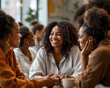 a group of people sitting at a table