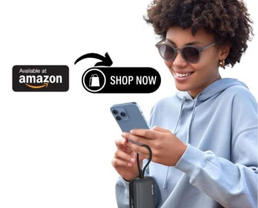 woman holding a Portable Phone Charger