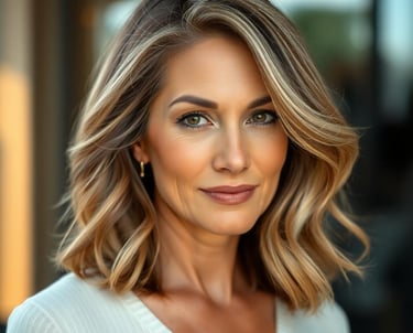 a woman with blonde hair and a white sweater
