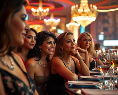 several women dining out in Las Vegas