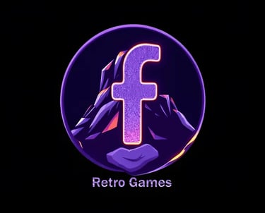 the logo of facebook, inscription retro games, vangames