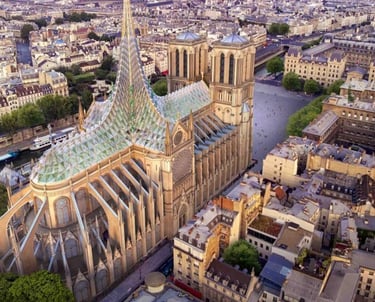La imagen de la catedral de notre dame en Paris luego del incendio de 2019