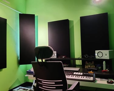 Home studio with acoustic panels