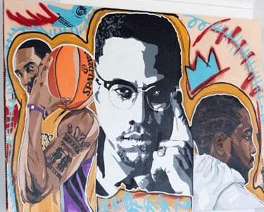 Cuadro decorativo en lienzo juvenil y moderno, retratos pintados a mano en estilo urbano y afro.