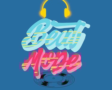 Lettering musical con estilo bold, colorido y urbano.