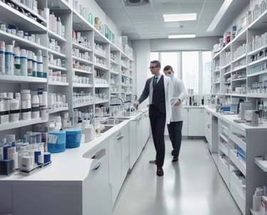 A coordinated set of cosmetic product branding materials includes a pump bottle, a rectangular box, business cards, and a leaflet. The design features elegant floral patterns in gold over grey and beige backgrounds, with the word 'Cosmetic' prominently displayed in a mix of white and copper colors.