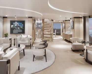 A luxury yacht with a joiner of Hyde Park corner hanging