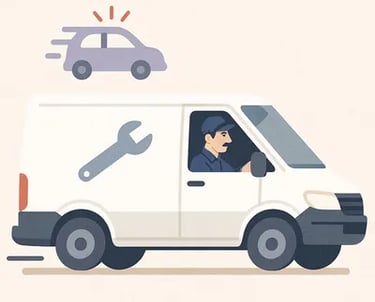 Plombier à Strasbourg se déplaçant rapidement en véhicule de service pour une intervention urgente