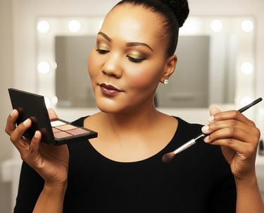 Makeup Artist holding an eyeshadow palette