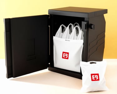 Boîte de livraison isotherme avec sacs Express Boucherie pour conserver la fraîcheur des produits.