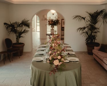 a table setting with a table setting for a dinner
