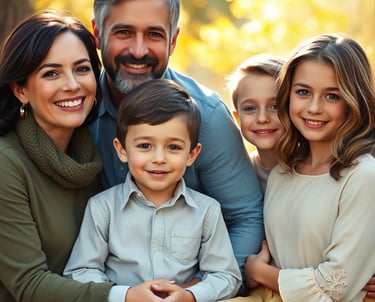 a happy family smiling