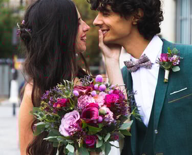 Reportage mariage Nation : mariés se souriant