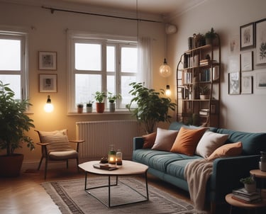 A yellow sign with a black border is attached to the side of a stone building. It features an icon of a house and the words 'Hope House' alongside an arrow pointing to the right. The background shows a cityscape with hills and a cloudy sky.