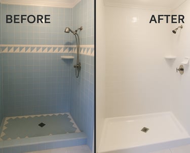 Full bathroom renovation including reglazing and tile refresh