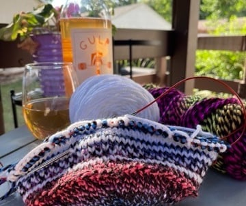 A knitting project in progress