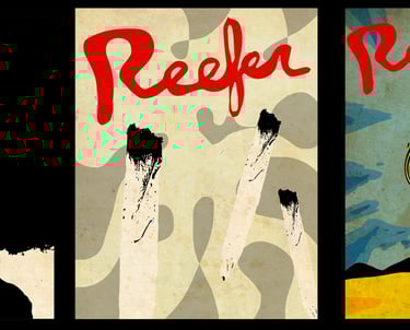 a couple of posters of a man in a costume