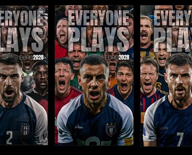a group of four different pictures of a man with a soccer ball