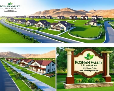a collage of a sign board with a sign that says roshan valley